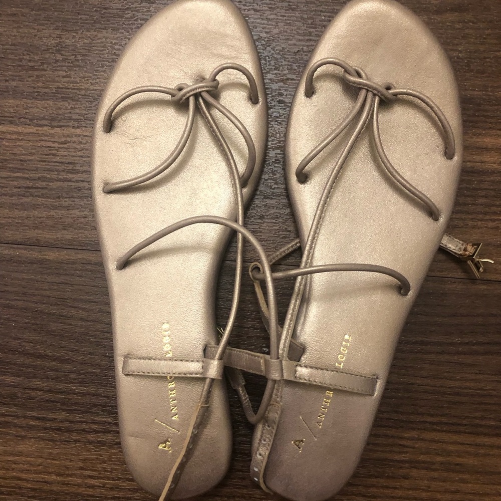 Light gold Anthropologie strappy sandals, never worn. Size 6 but runs small. - Picture 5 of 5